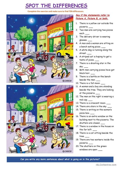Spot The Differences General Gramma English Esl Worksheets Pdf And Doc