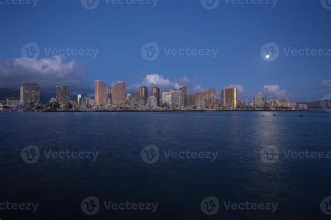 Honolulu Skyline With Seafront At Sunset Hawaii 785222 Stock Photo At