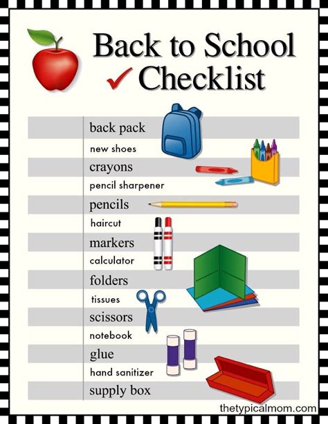 The Back To School Checklist Is Shown In Black And White
