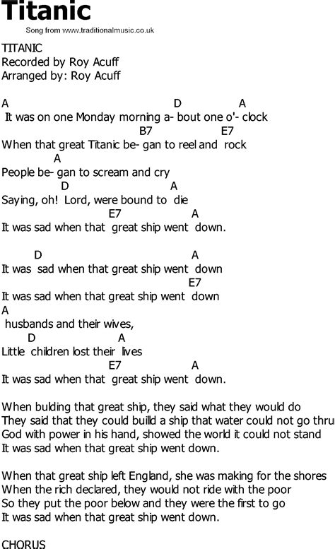 Old Country Song Lyrics With Chords Titanic