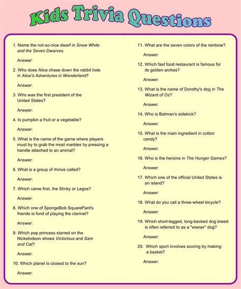 Best Images Of Fun Printable Trivia Printable Trivia Questions And