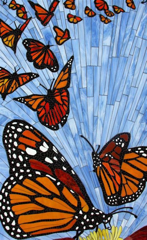 Butterflies Glass Mosaic Art Butterfly Mosaic Mosaic Art