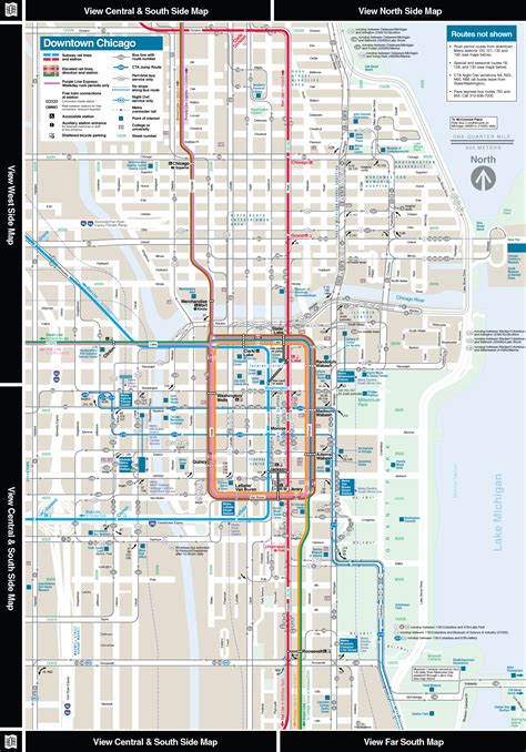 Cta Online System Map Downtown Area Chicago Bus System Map