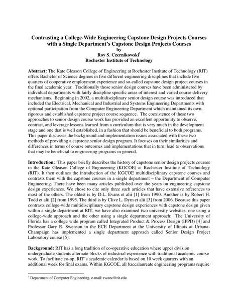 Pdf Contrasting A College Wide Engineering Capstone Design Projects
