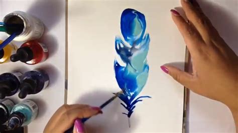 Diy Easy Blue Feather Tutorial Ink Painting Youtube