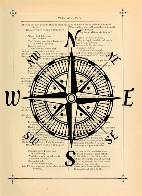 nautical art poster print set antique drawing by eebookprints compass drawing compass art
