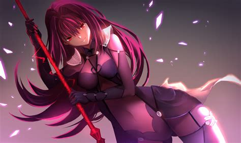Wallpaper Illustration Long Hair Anime Girls Weapon Purple Hair