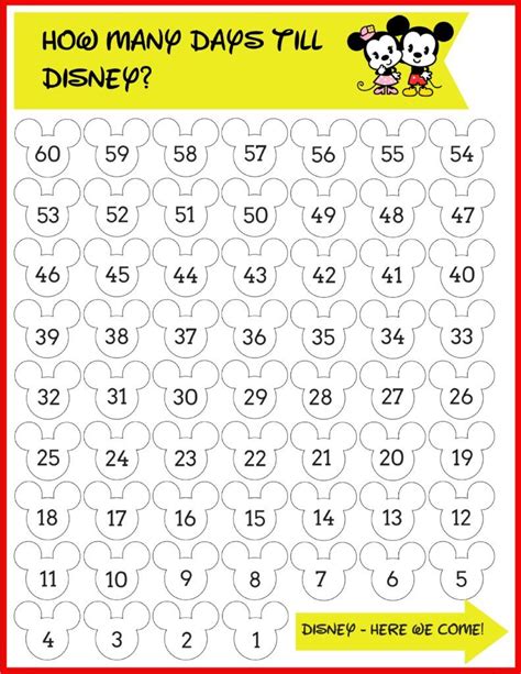 Free Printable Disney Countdown Calendar Printable Templates