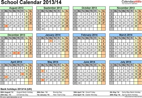 School Calendars 20132014 As Free Printable Excel Templates