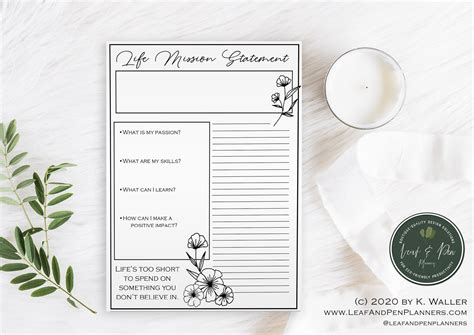 Life Mission Statement Lds Self Reliance Planner Printable Planner Pdf