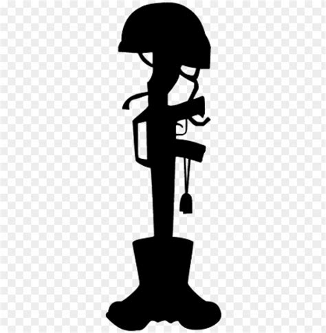 Kneeling Soldier Png Fallen Soldier Battle Cross Silhouette Png Image