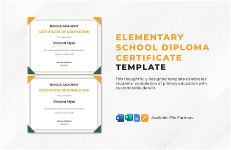 High School Diploma Certificate Template In Illustrator Pages Psd