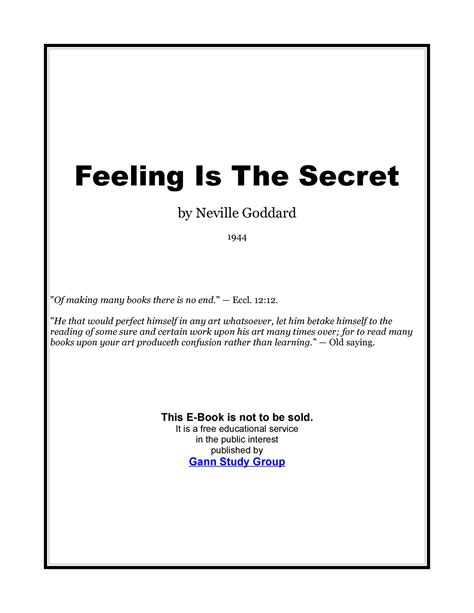 Goddard Neville Feeling Is The Secret Feeling Is The Secret By