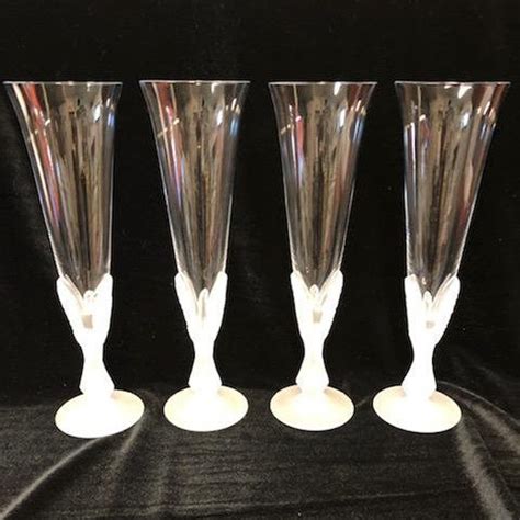 Japanese Sasaki Crystal Champagne Flutes Set Of Four Etsy