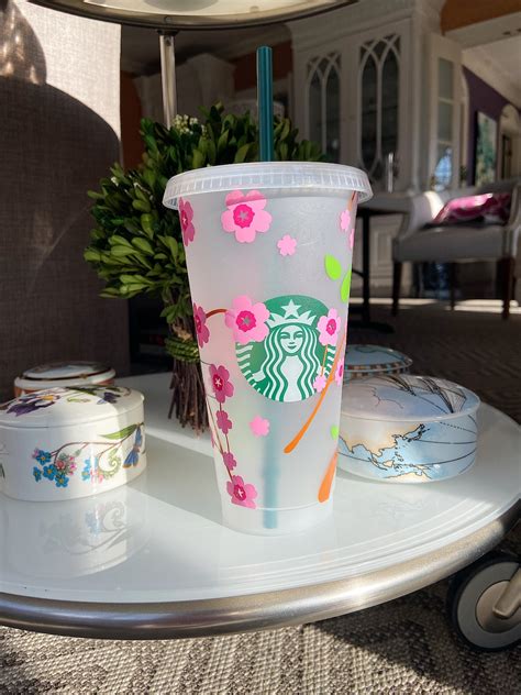 Cherry Blossom Starbucks Cup Spring Cup Flowers Japanese Etsy