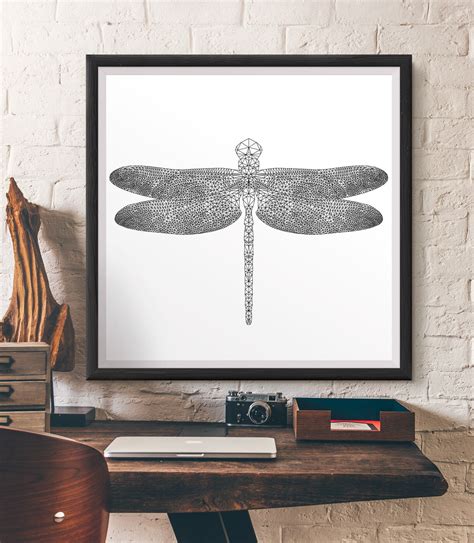 Geometric Dragonfly Print Large Poster By Aycaatalaycreative