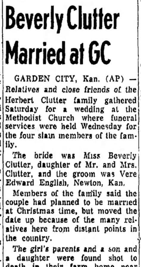 1959 Vere English And Beverly Clutter Marriage