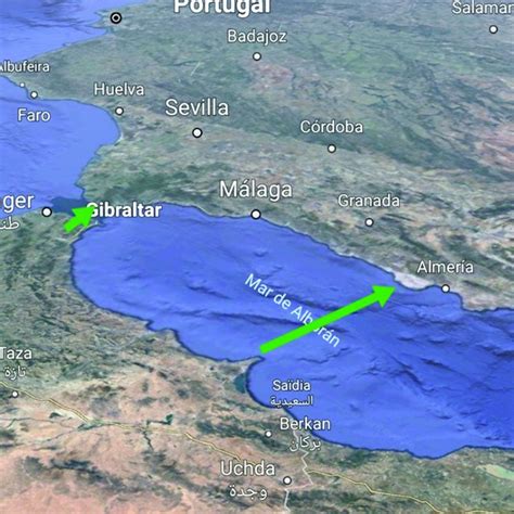 Mapa Batimétrico Del Estrecho De Gibraltar Donde Se Detalla La Zona Del