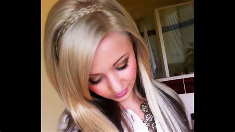 Fishtail braid half up hairstyle. Braided HeadBand tutorial for short hair Fashion trend ...