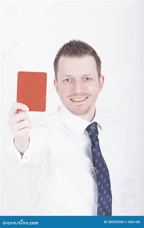 Businessman Showing Red Card Stock Photo Image Of Employee Adult