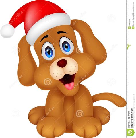 Cartoon christmas pet dog ~ illustrations ~ creative market. Dog Cartoon With Christmas Red Hat Royalty Free Stock Images - Image: 32562909