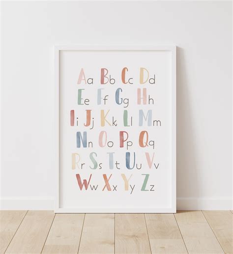 Rainbow Alphabet Poster Abc Print Printable Wall Art Etsy Alphabet