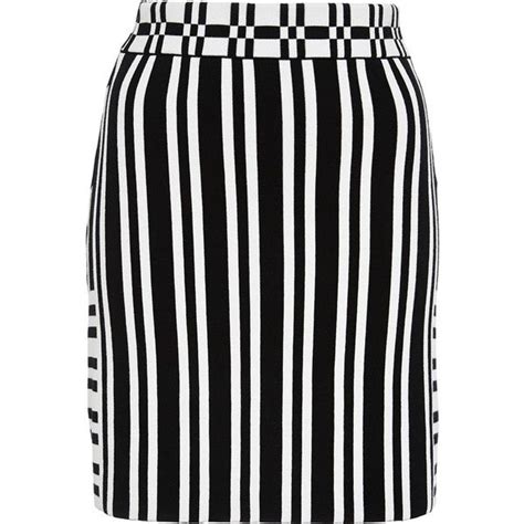 Tanya Taylor Black And White Stripe Knit Katie Skirt Pencil Skirt