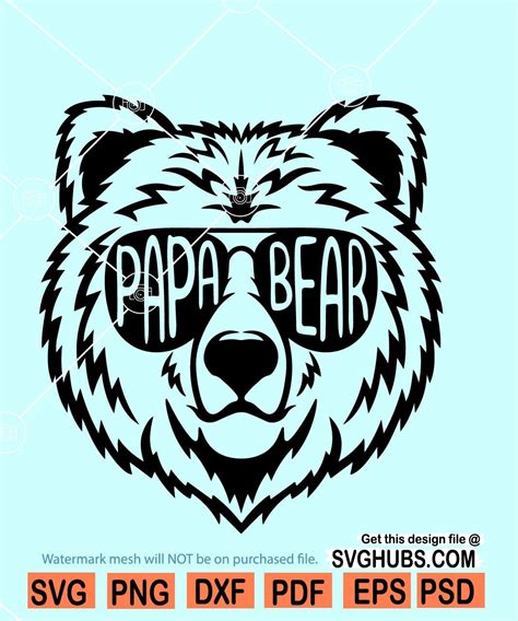 Papa Bear SVG files for cricut, Papa bear face svg, fathers day svg