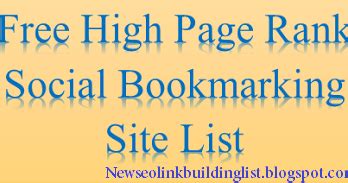 New SEO Link Building List OffPage SEO List Top High PR Do Follow Social Bookmarking Sites