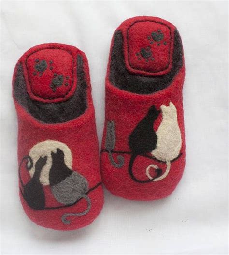Felted Wool Slippers Cat Lovers T Cats Womens Etsy Felted