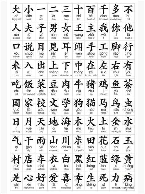 100 Most Common Chinese Characters Poster For Sale By Suranyami
