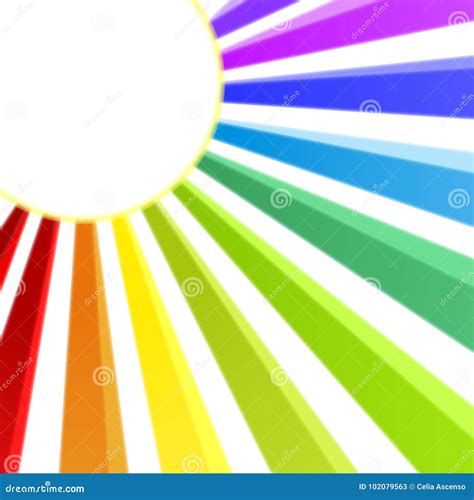 Rainbow Rays Sun Round Frame Stock Illustration Illustration Of Light