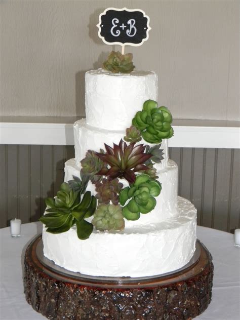 Rustic Wedding Cake With Succulents
