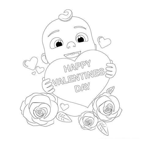 Cocomelon Velentines Day Coloring Page Free Printable Coloring Pages