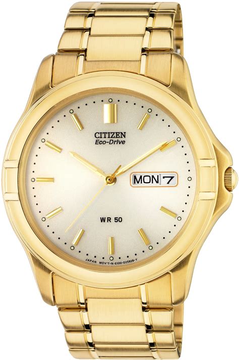 Citizen Mens Gold Plated Eco Drive Bracelet Watch