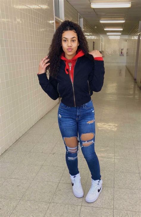 swag outfit ideas for black girls ripped jeans with jacket trendy fall outfits teenage girl