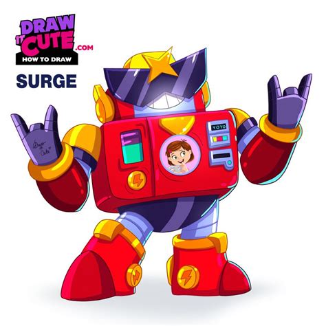 Video tutorial showing how to draw new brawler mr.p brawl stars by draw it cute. Youtube tutorial showing how to draw new brawler Surge ...