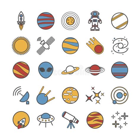 Collection Of Vector Line Space Icons Stock Vector Illustration Of