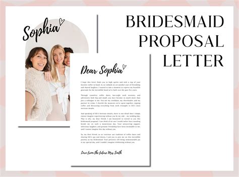 Bridesmaid Proposal Letter Template Editable With Canva Will You Be My