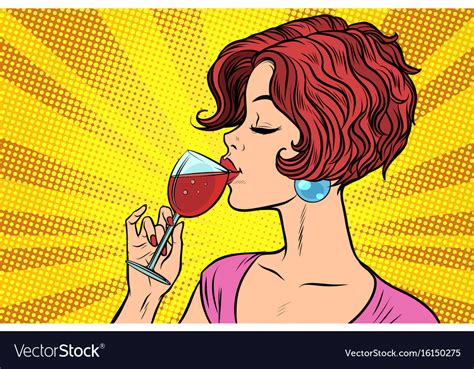 Woman Drinking Red Wine Royalty Free Vector Image