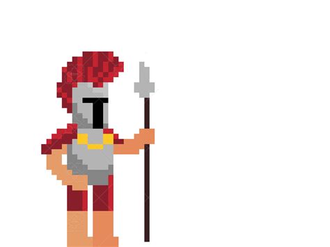 Pixel Art Spartan Warrior With Animations Gamedev Market