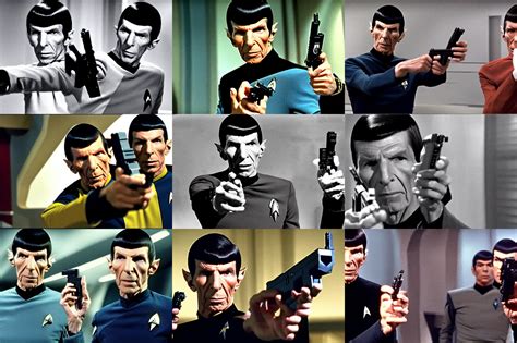 Film Still Of Leonard Nemoy As Spock Holding A Glock Stable