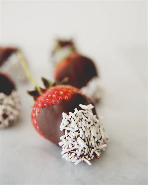 Chocolate Dipped Strawberries With White Chocolate Sprinkles The