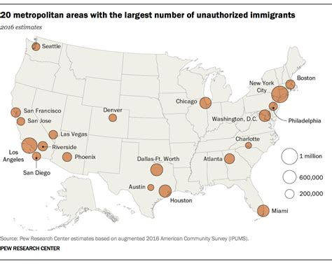 Most Us Unauthorized Immigrants Live In Just 20 Metro Areas Pew