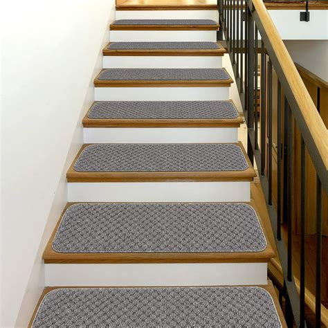 Indoor Non Slip Carpet Stair Treads Waffle Pattern 85x26 Set Of 13