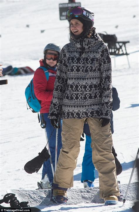 Nina Dobrev Sports Fur Hoodie While Snowboarding In Aspen Daily Mail Online