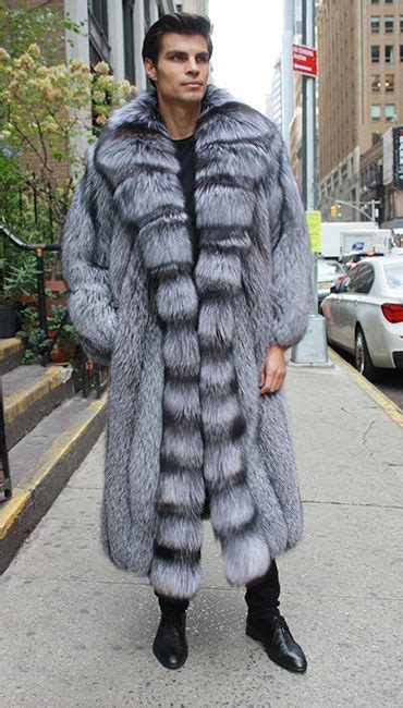 This Classic Canadian Mens Silver Fox Coat Fur Coat Looks Fabulous