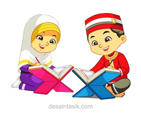 Gambar Kartun Anak Muslim Mengaji Vector Kartun