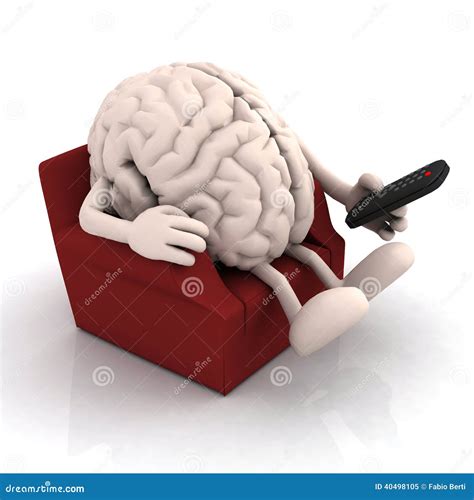 Human Brain Watching Television From The Couch Stock Illustration