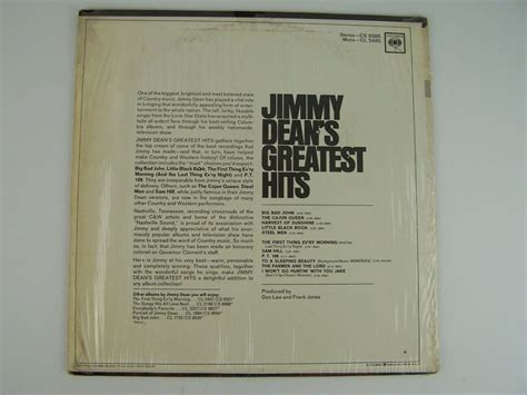 Jimmy Dean – Greatest Hits Vinyl LP Record Album CS-9285